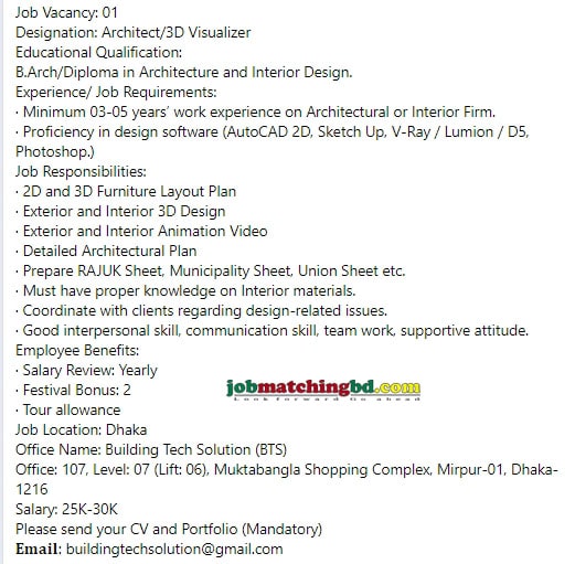 Architect Job in Bangladesh 2025