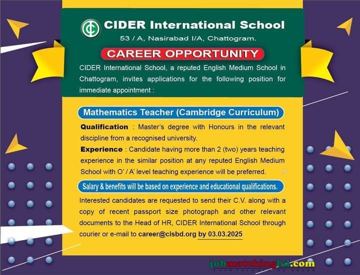 Teacher Job in Chittagong Circular 2025