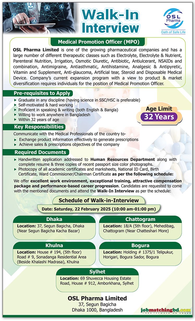 Pharmaceutical Job in Bangladesh