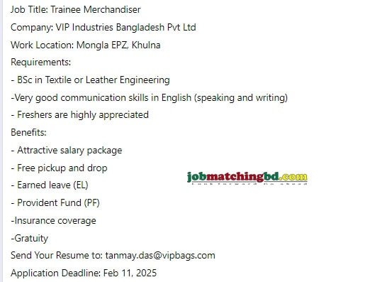Textile Jobs in Bangladesh 2025