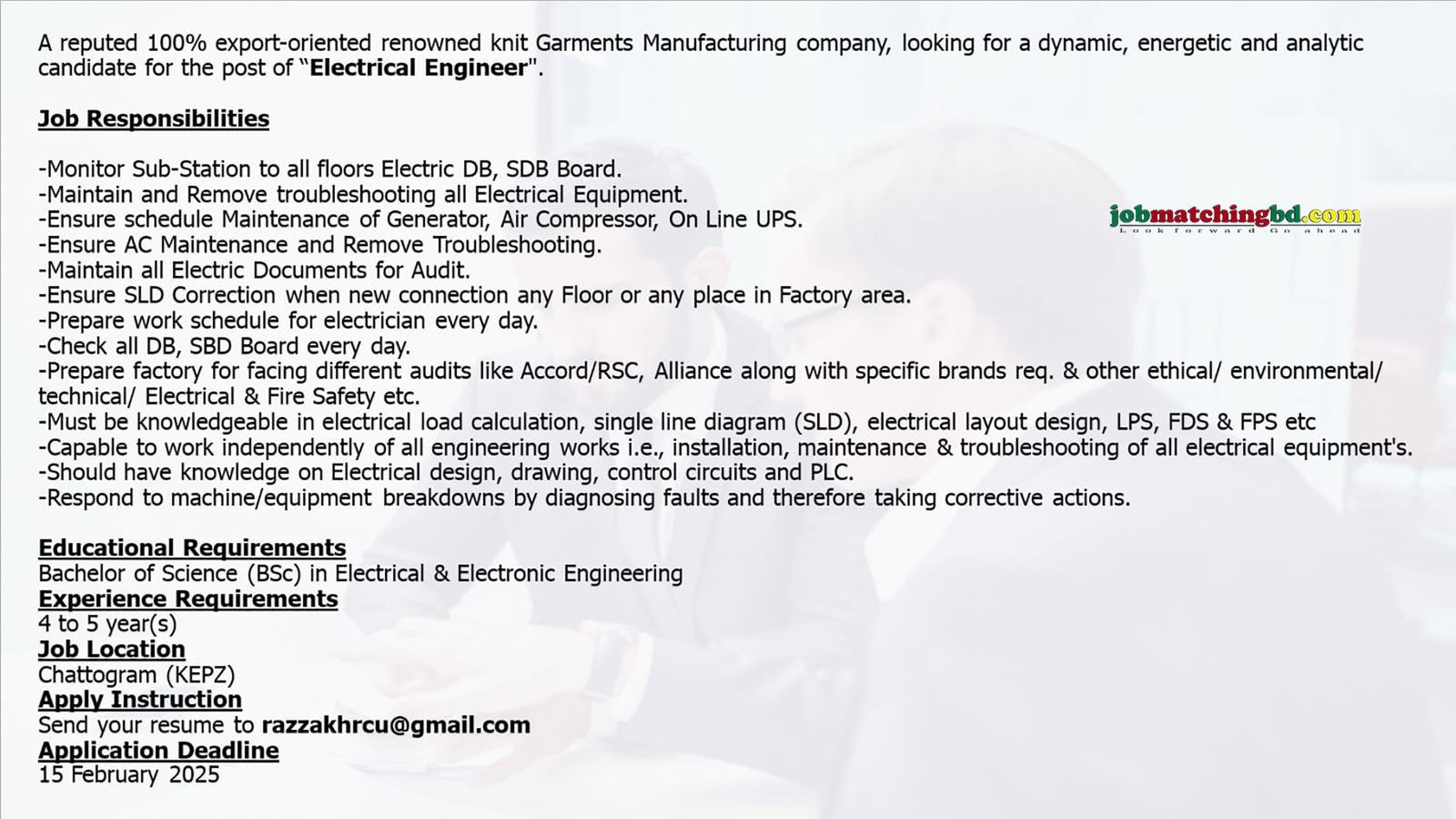 Garments Job Circular