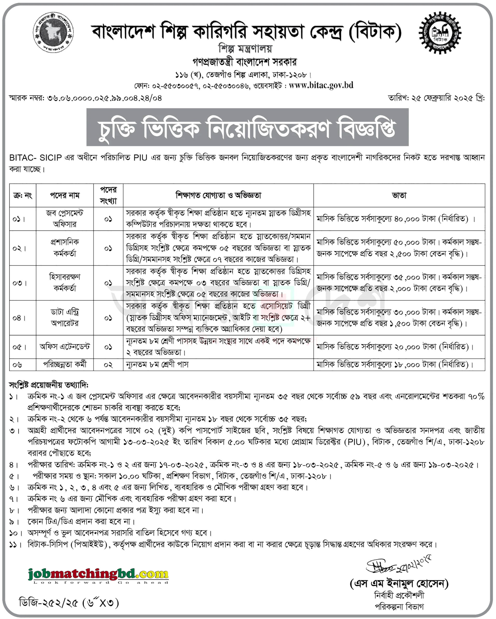 বাংলাদেশ শিল্প কারিগরি সহায়তা কেন্দ্র | সরকারি চাকরি খবর ২০২৫