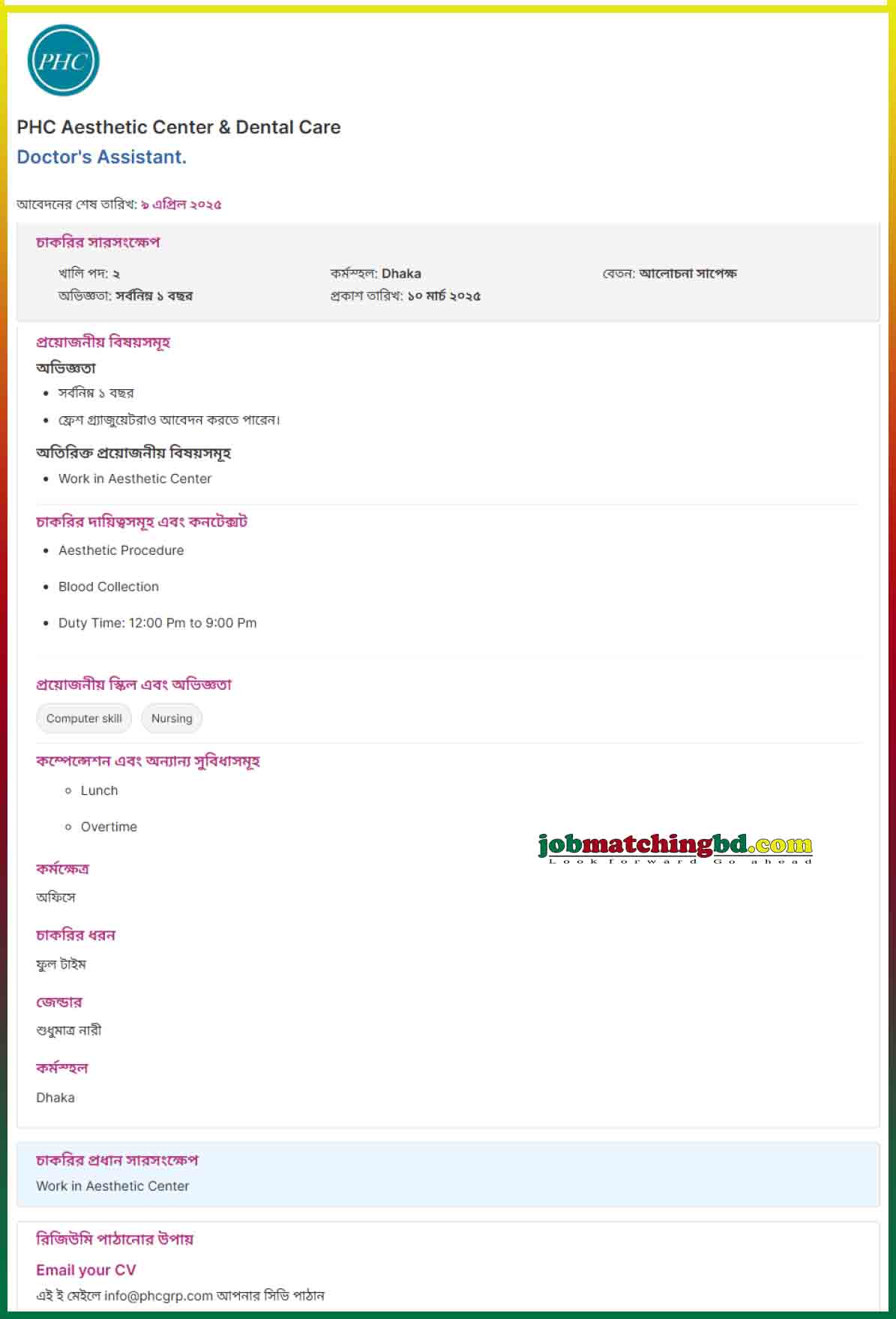 Medical Jobs in Dhaka