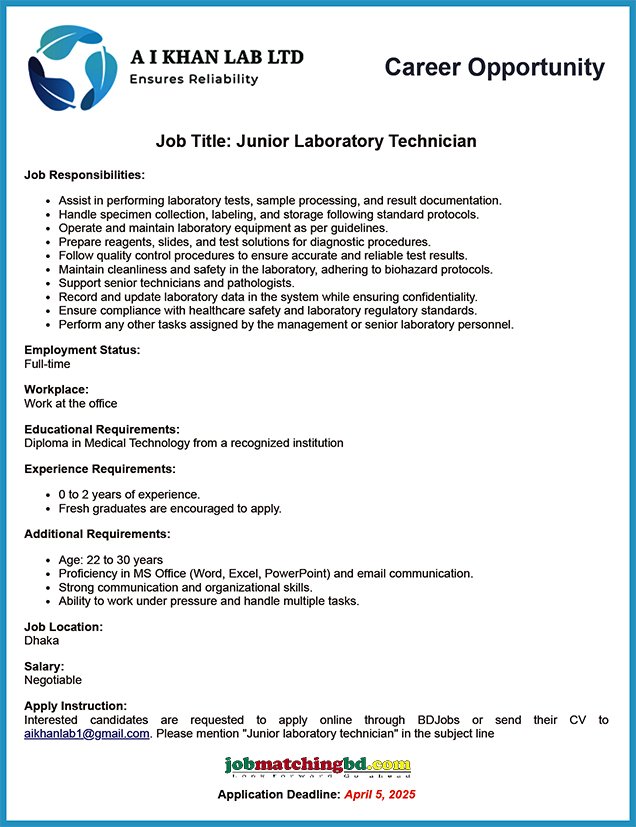 Laboratory Technician Job