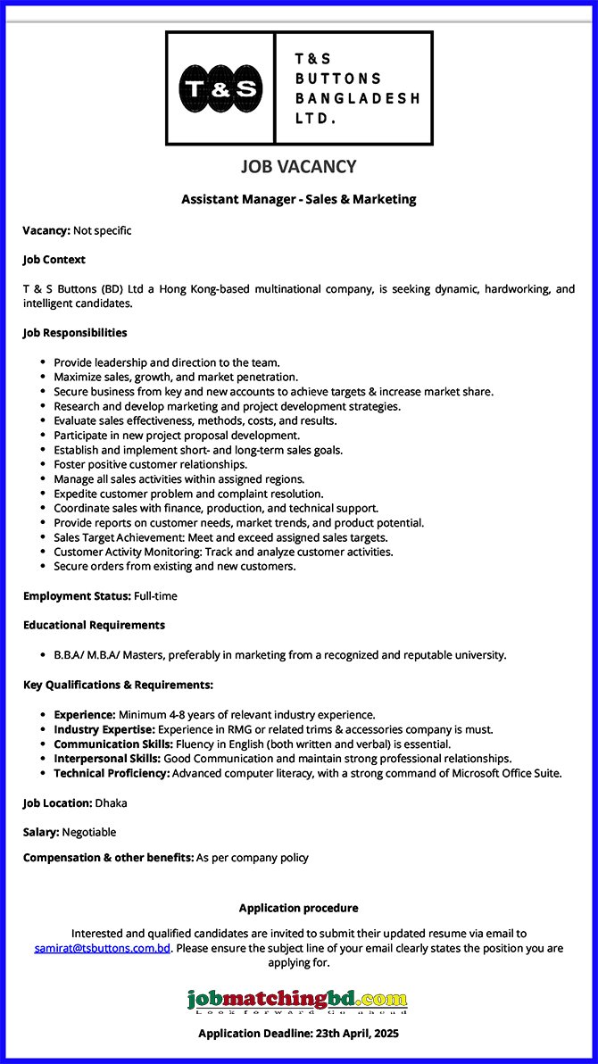 Marketing Jobs in Bangladesh