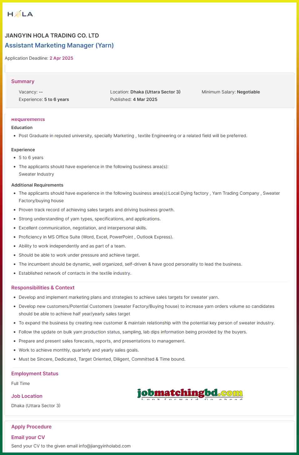 Marketing Job Circular