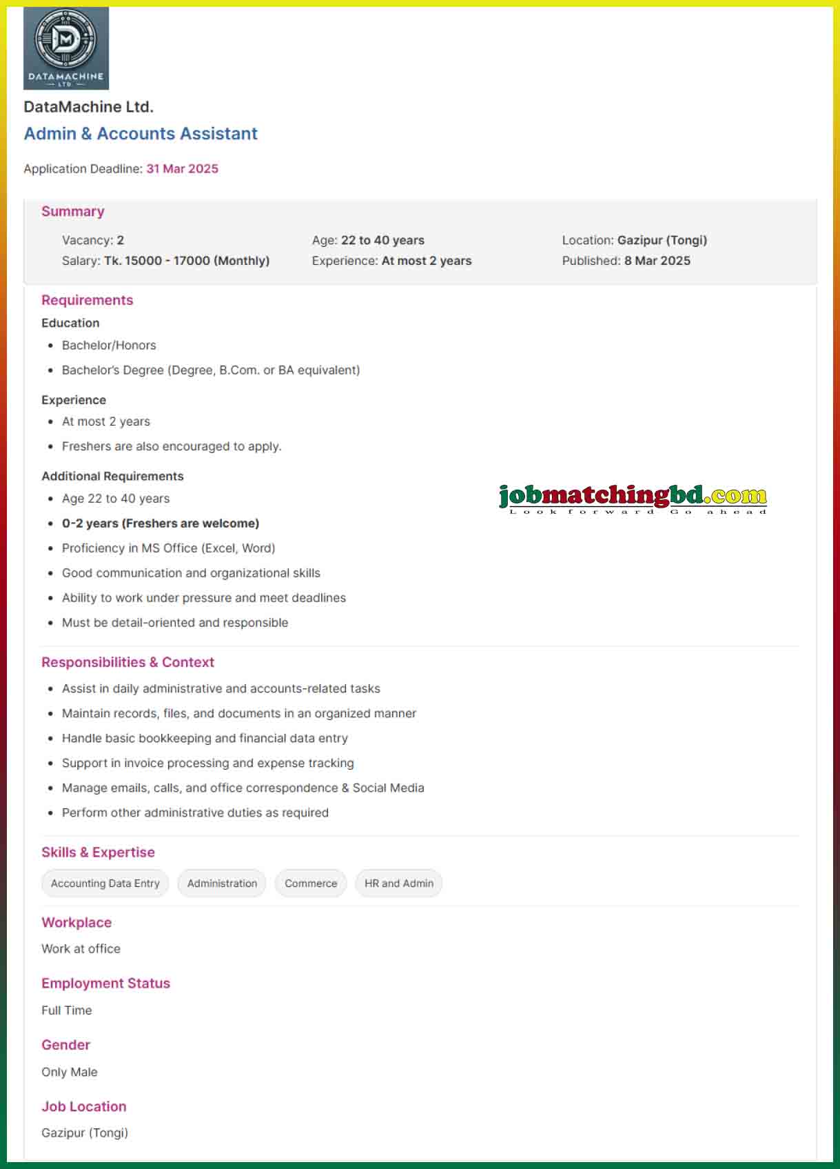 Account Assistant Job 