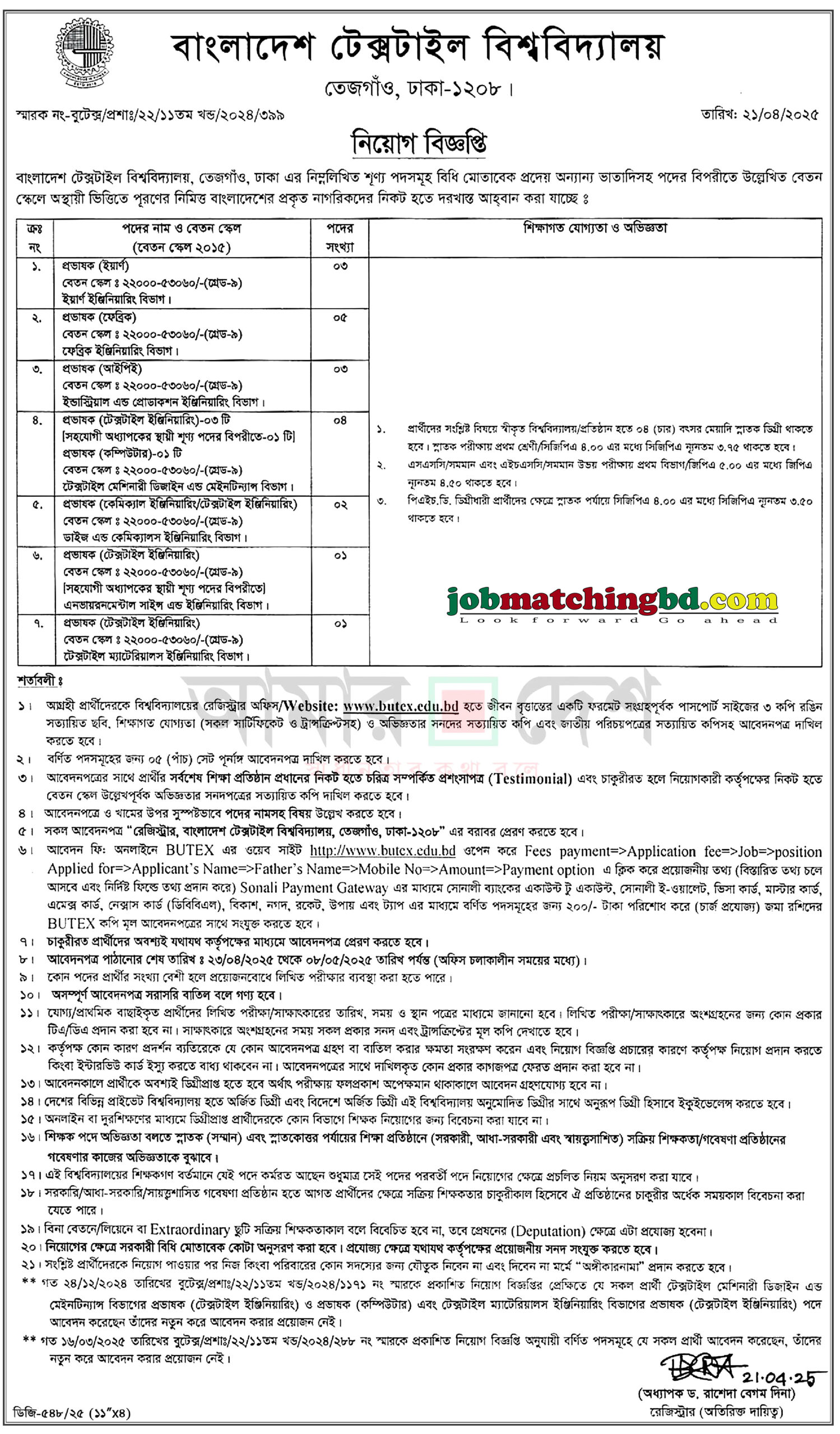 বাংলাদেশ টেক্সটাইল বিশ্ববিদ্যালয় | সরকারি চাকরি নিয়োগ ২০২৫