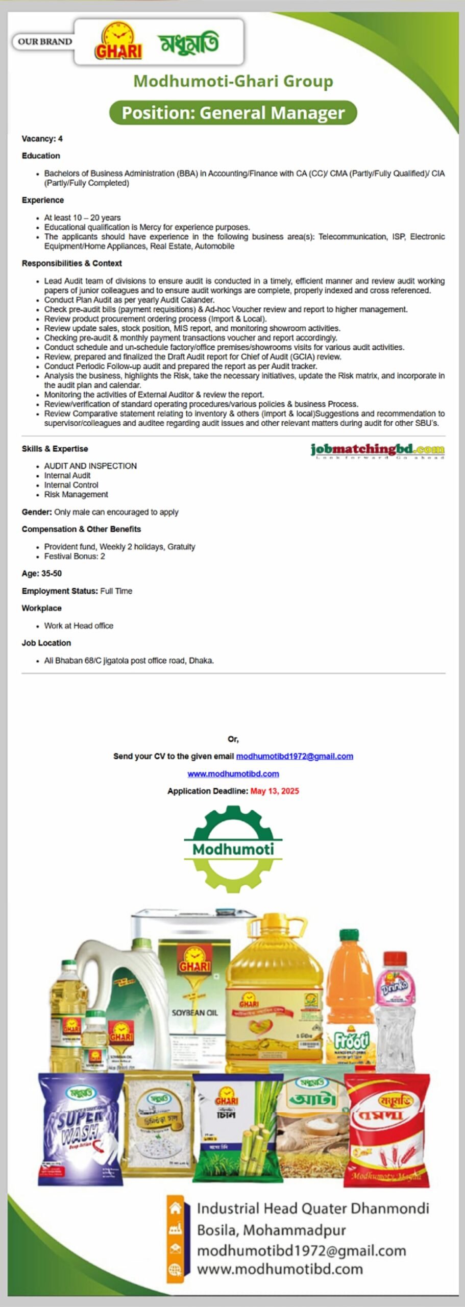 Manager Job in Dhaka