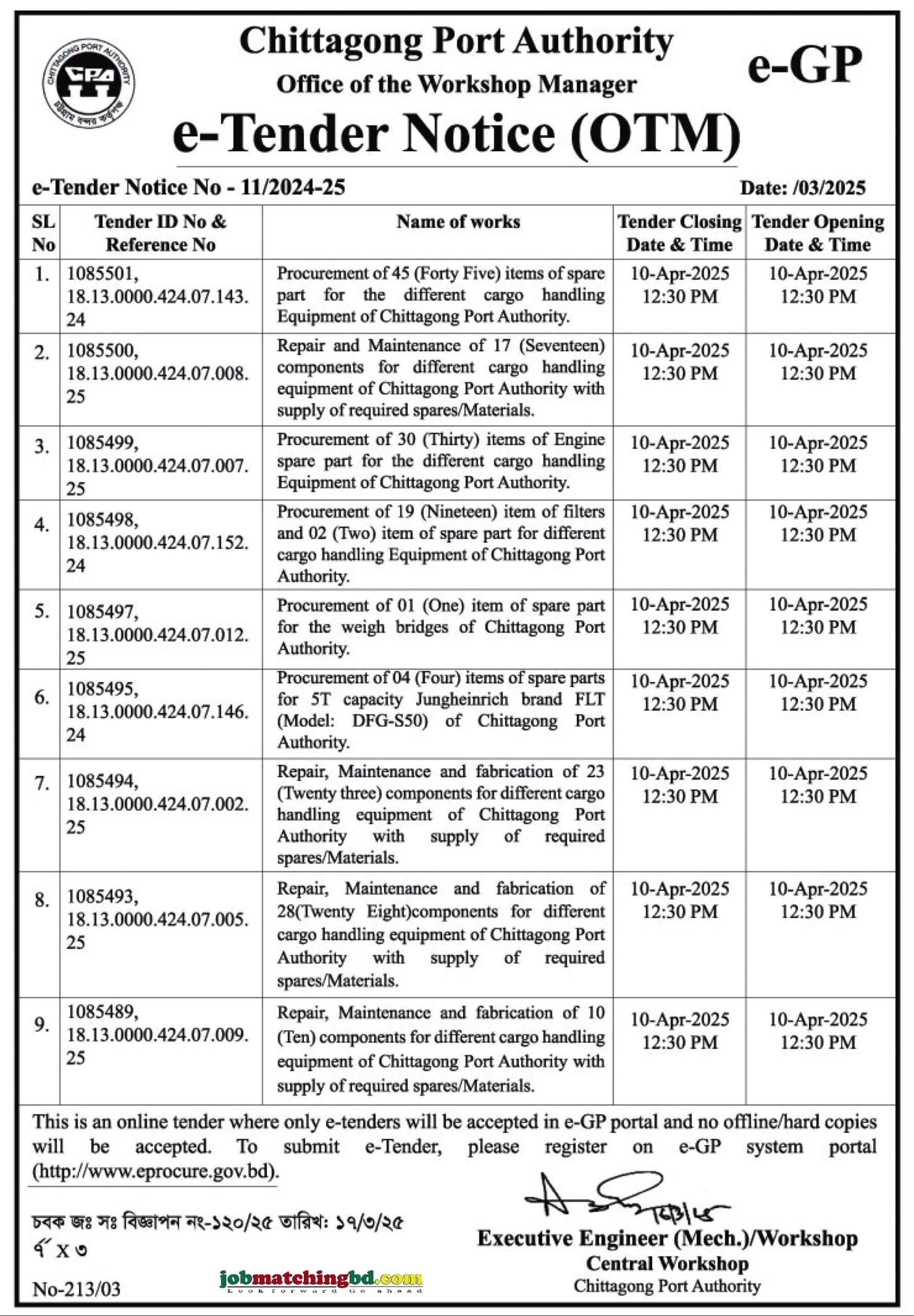 Chittagong Port Authority Tender