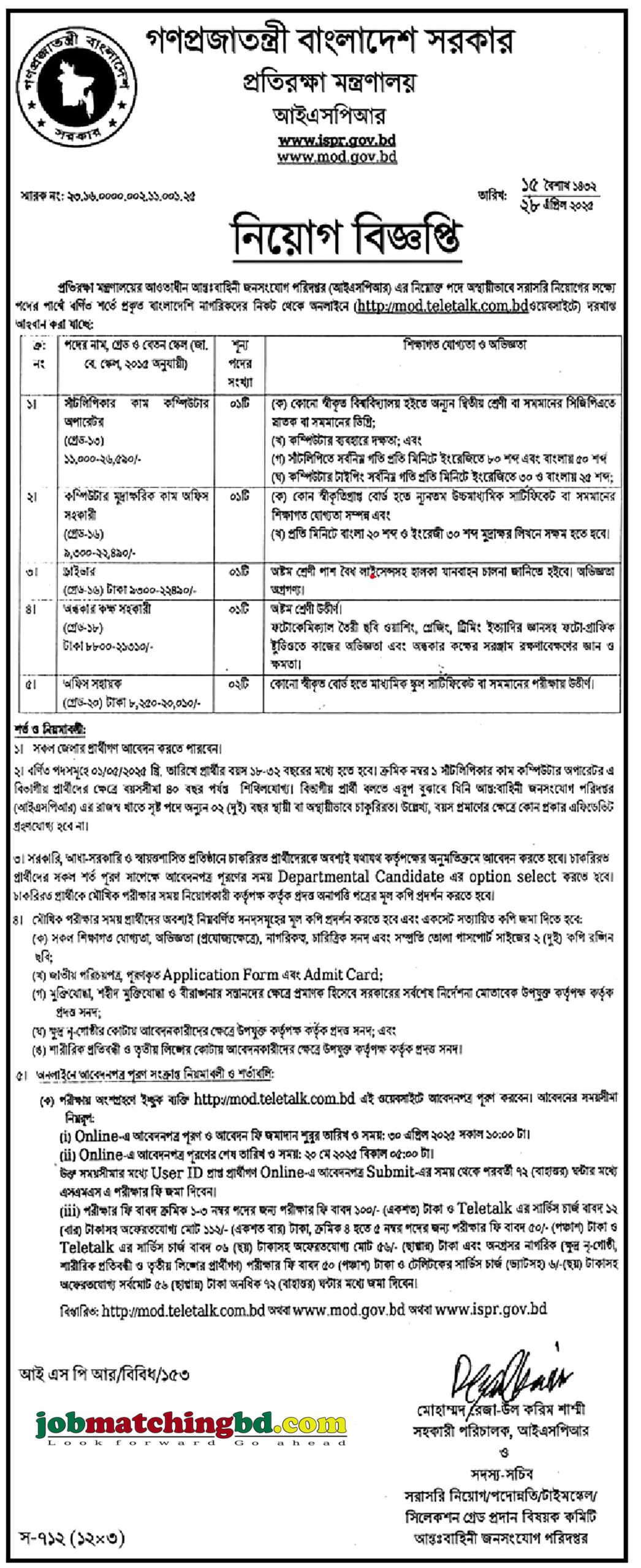 প্রতিরক্ষা মন্ত্রণালয় | প্রতিরক্ষা মন্ত্রণালয়ে নিয়োগ ২০২৫