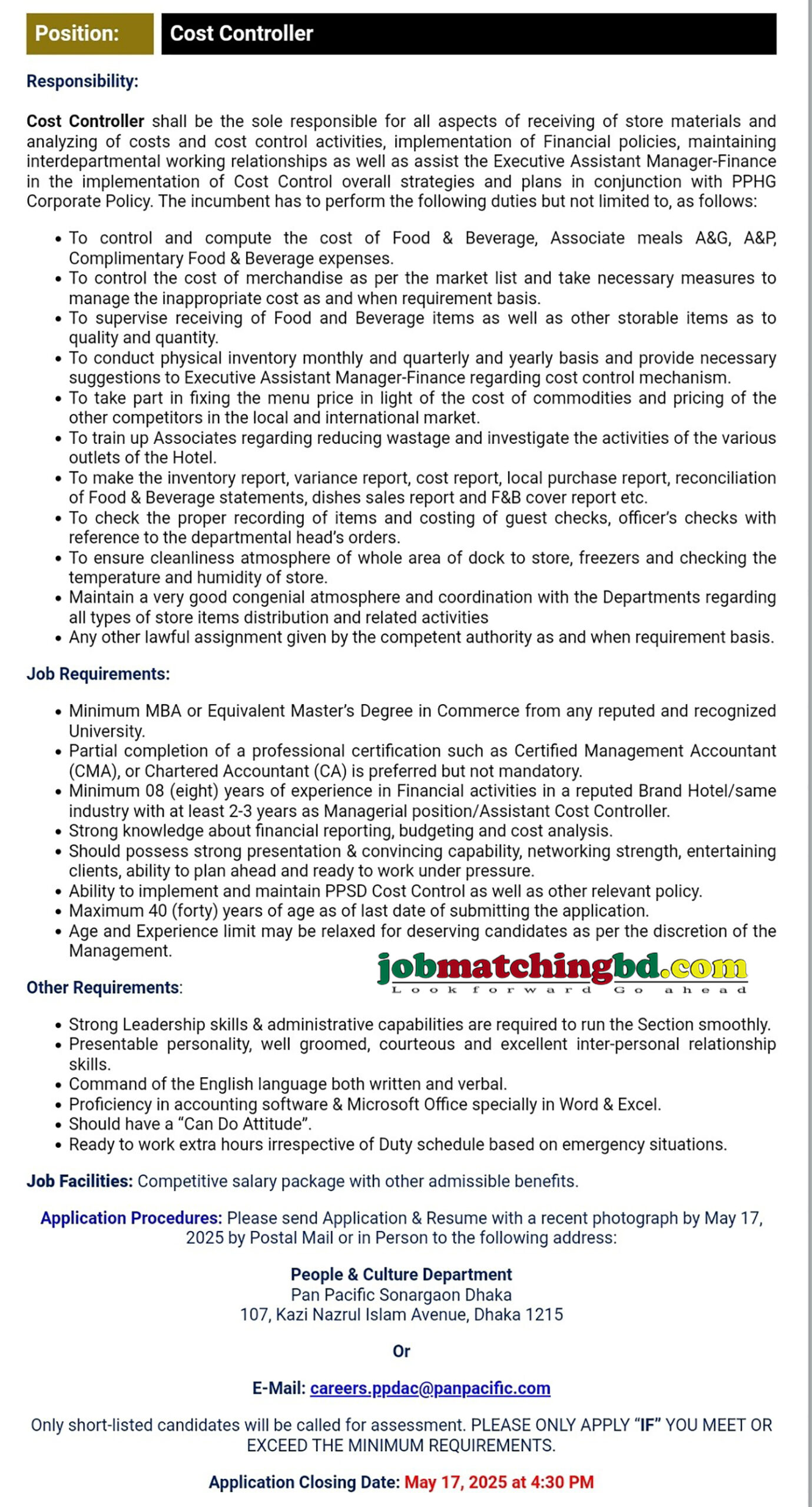 Accounts Job in Dhaka