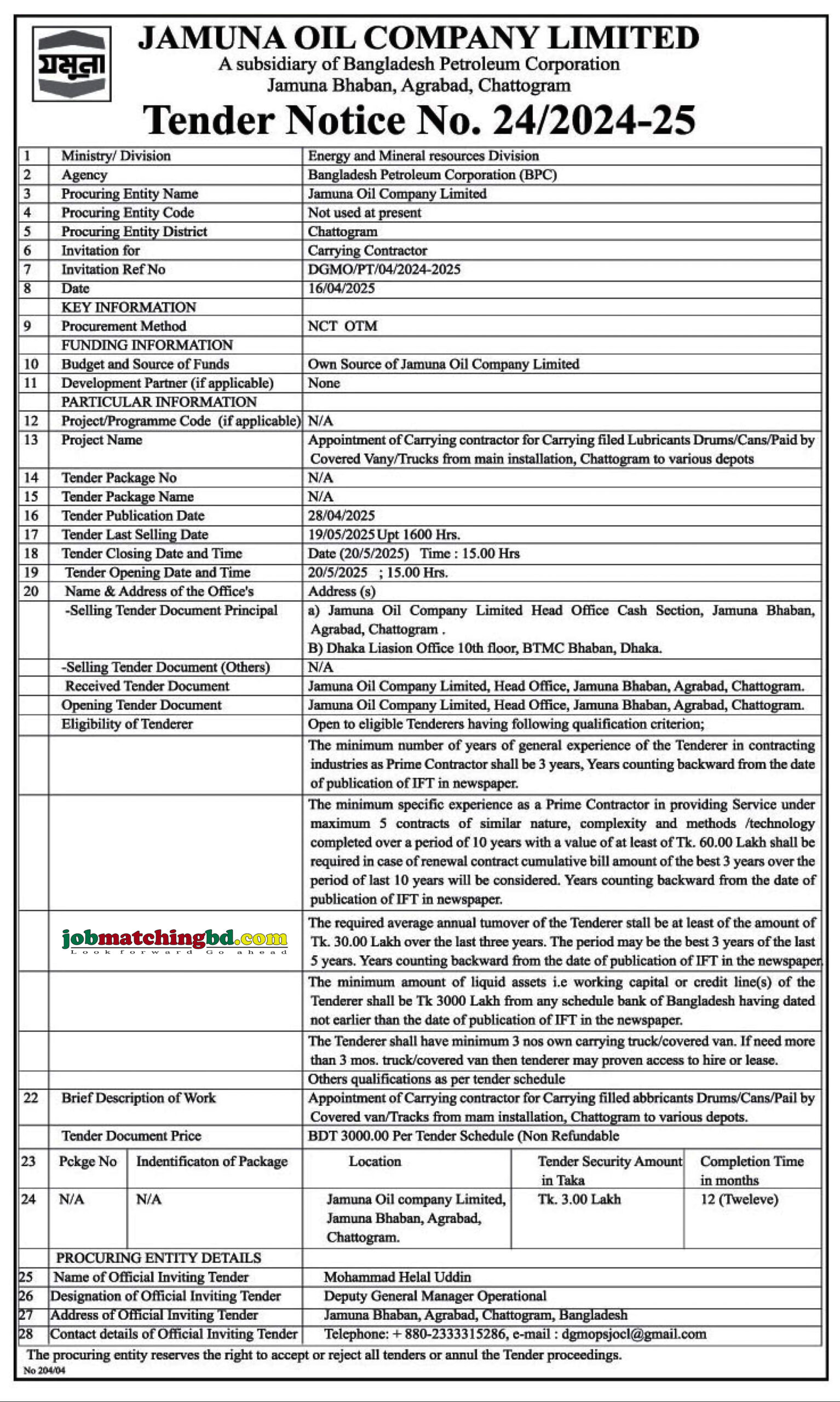 Jamuna Oil Company Ltd