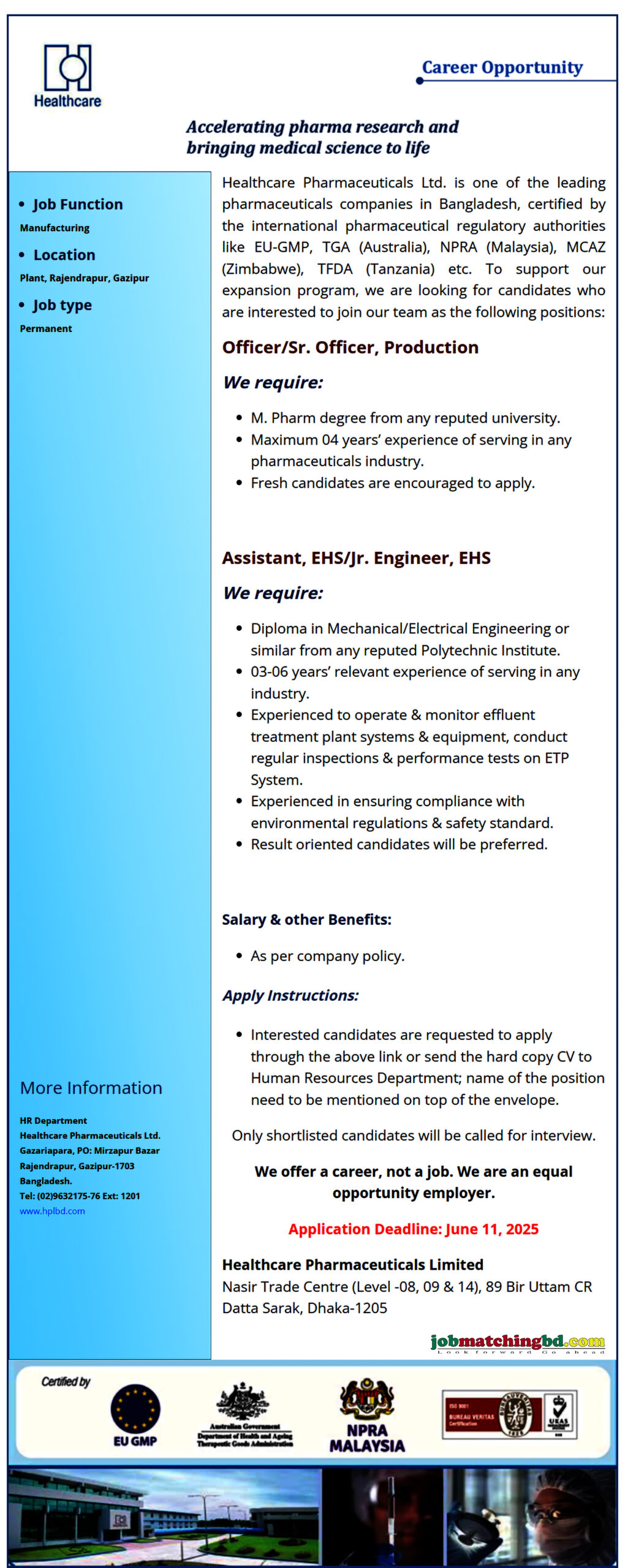 Pharmaceutical Job Circular