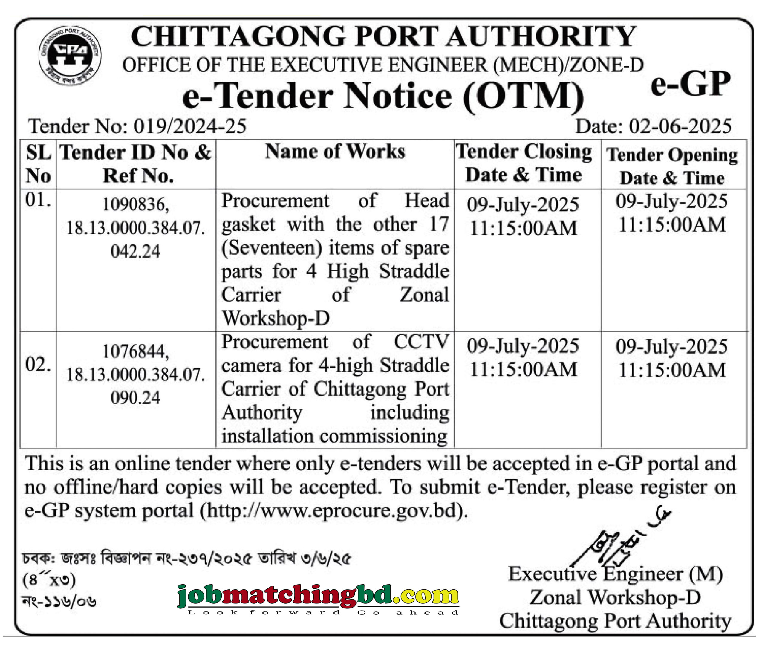 Chittagong Port Authority Tender