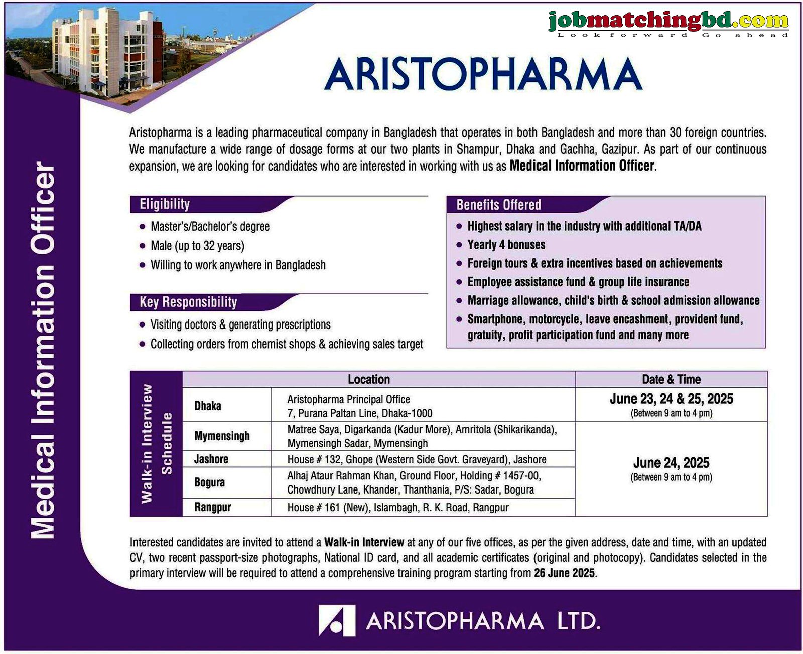 Pharmaceutical job in Bangladesh