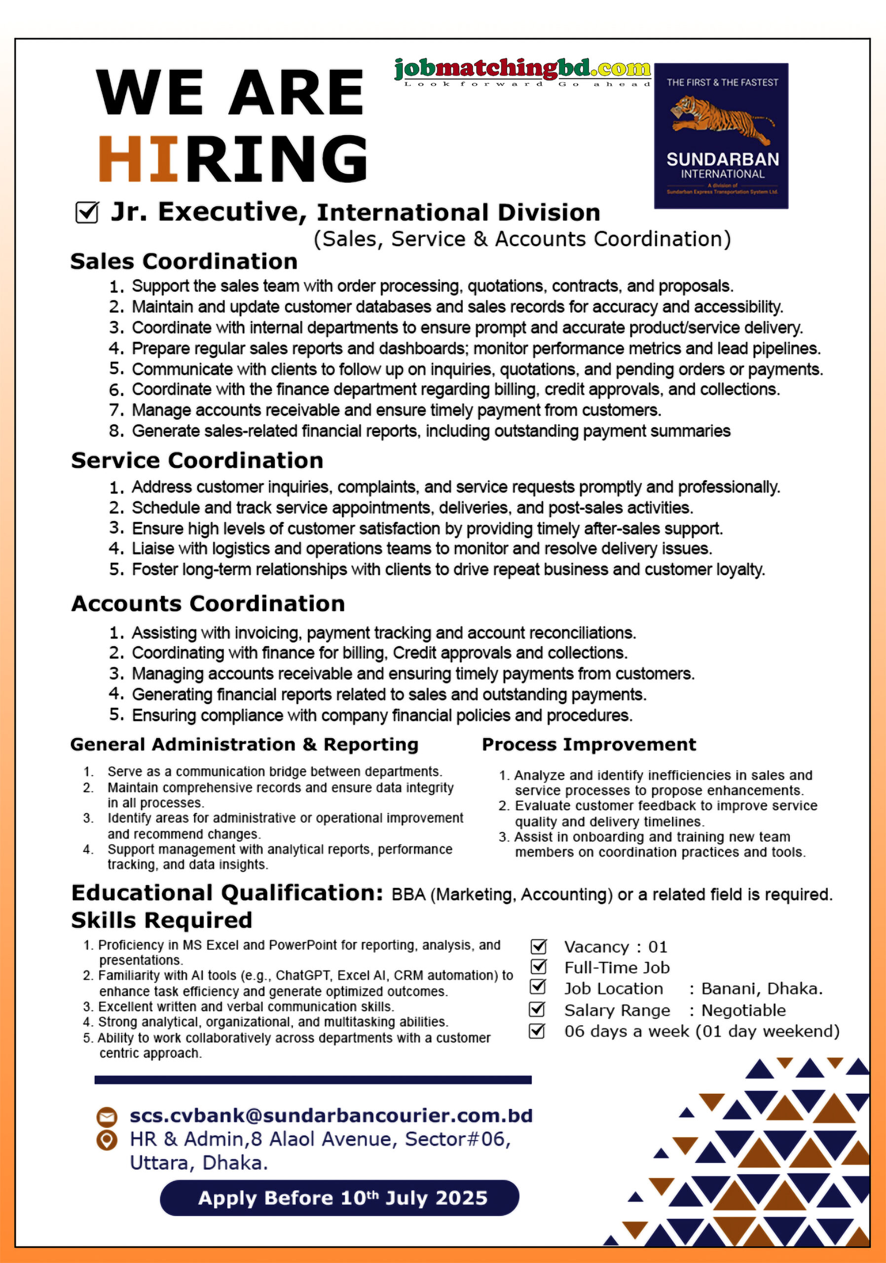 Sales job in Dhaka 