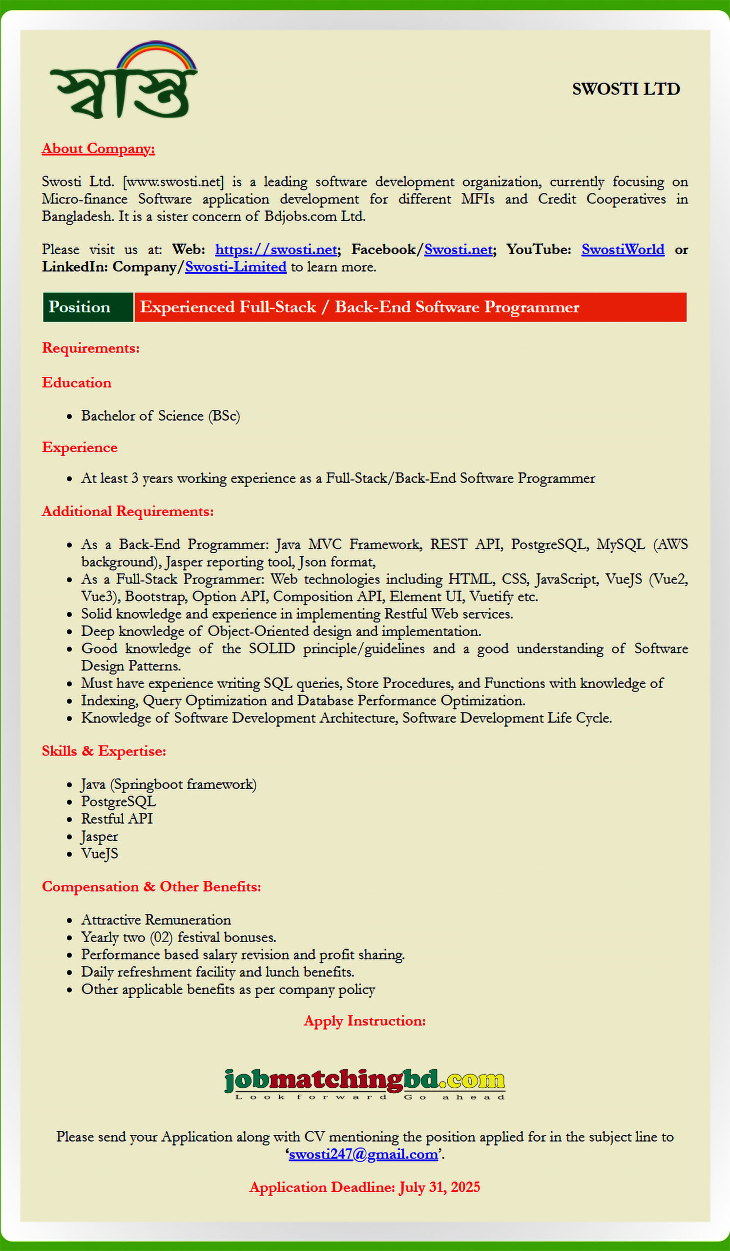 IT Jobs in Bangladesh