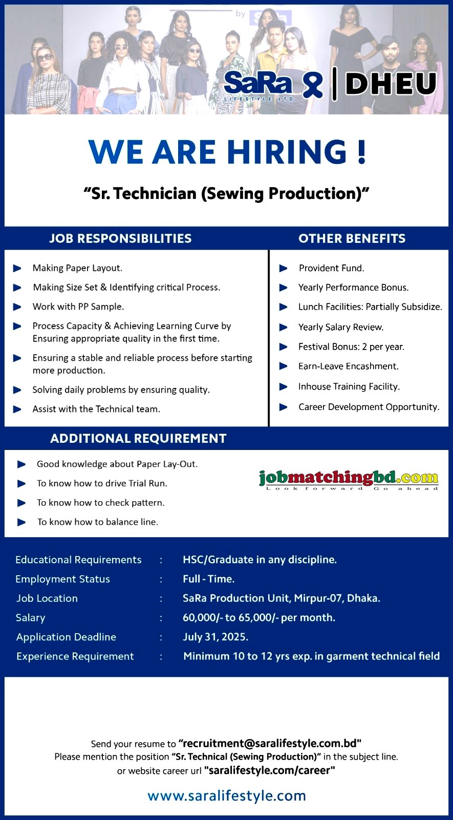 Garment Technologist Jobs