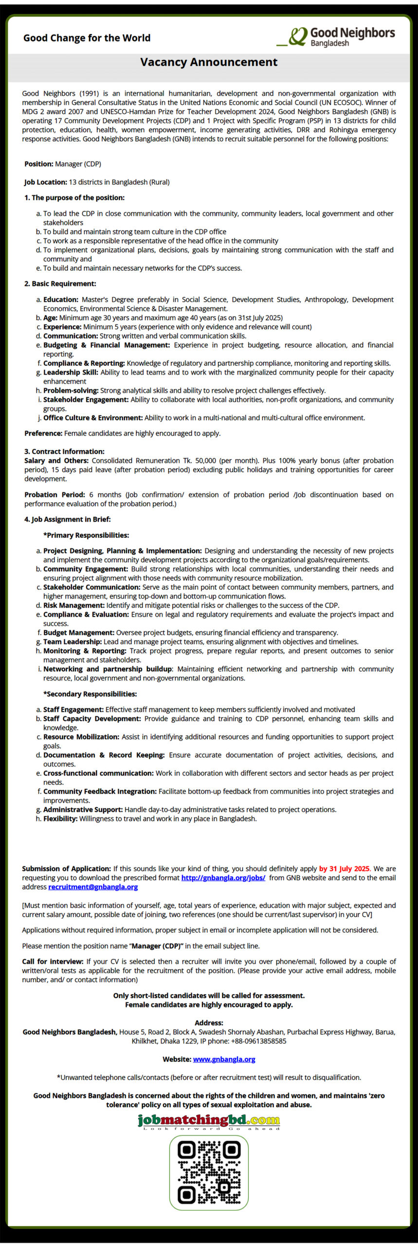 Ngo Jobs in Bangladesh