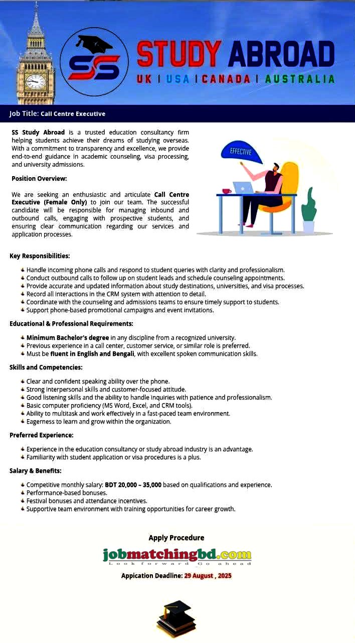 Call Center Job in Dhaka