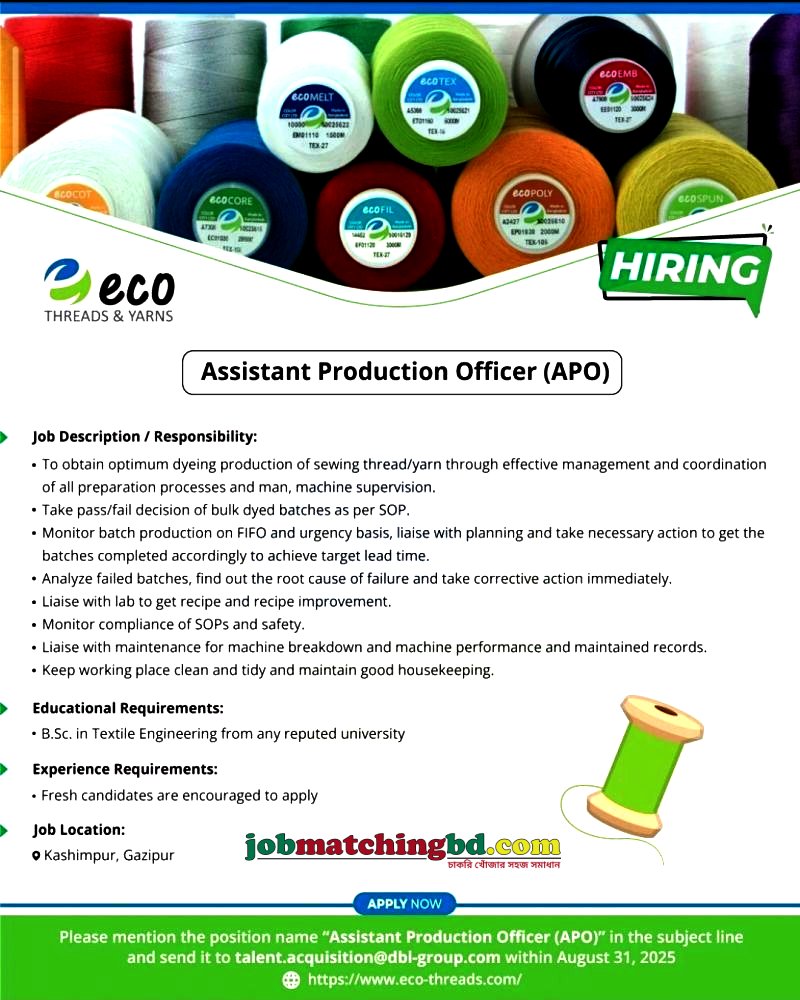 Garments Jobs in Gazipur