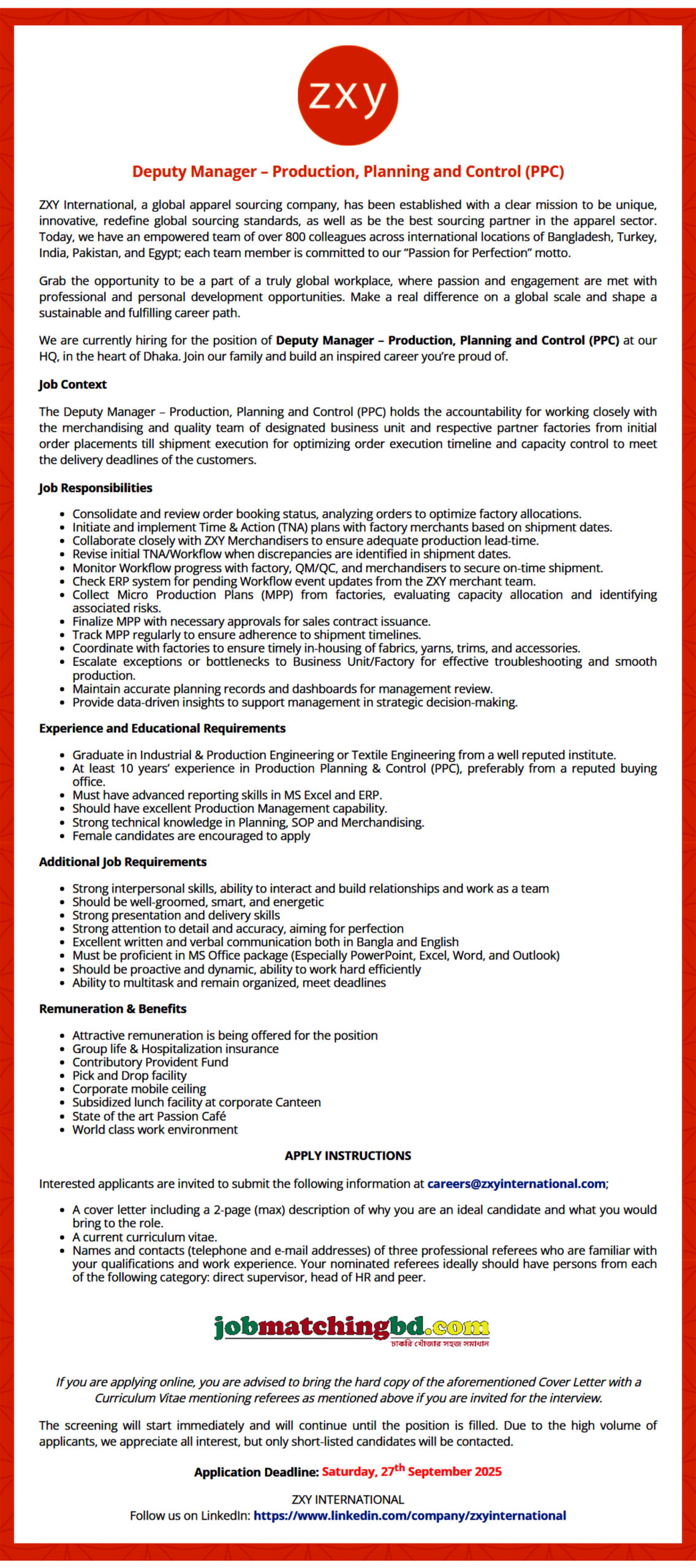 Garments Job in Dhaka