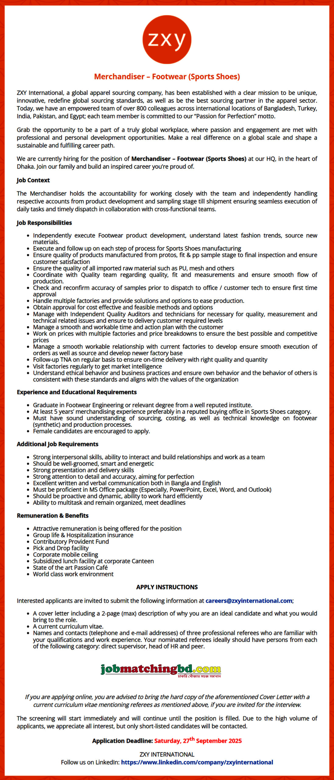 Garments Job in Dhaka