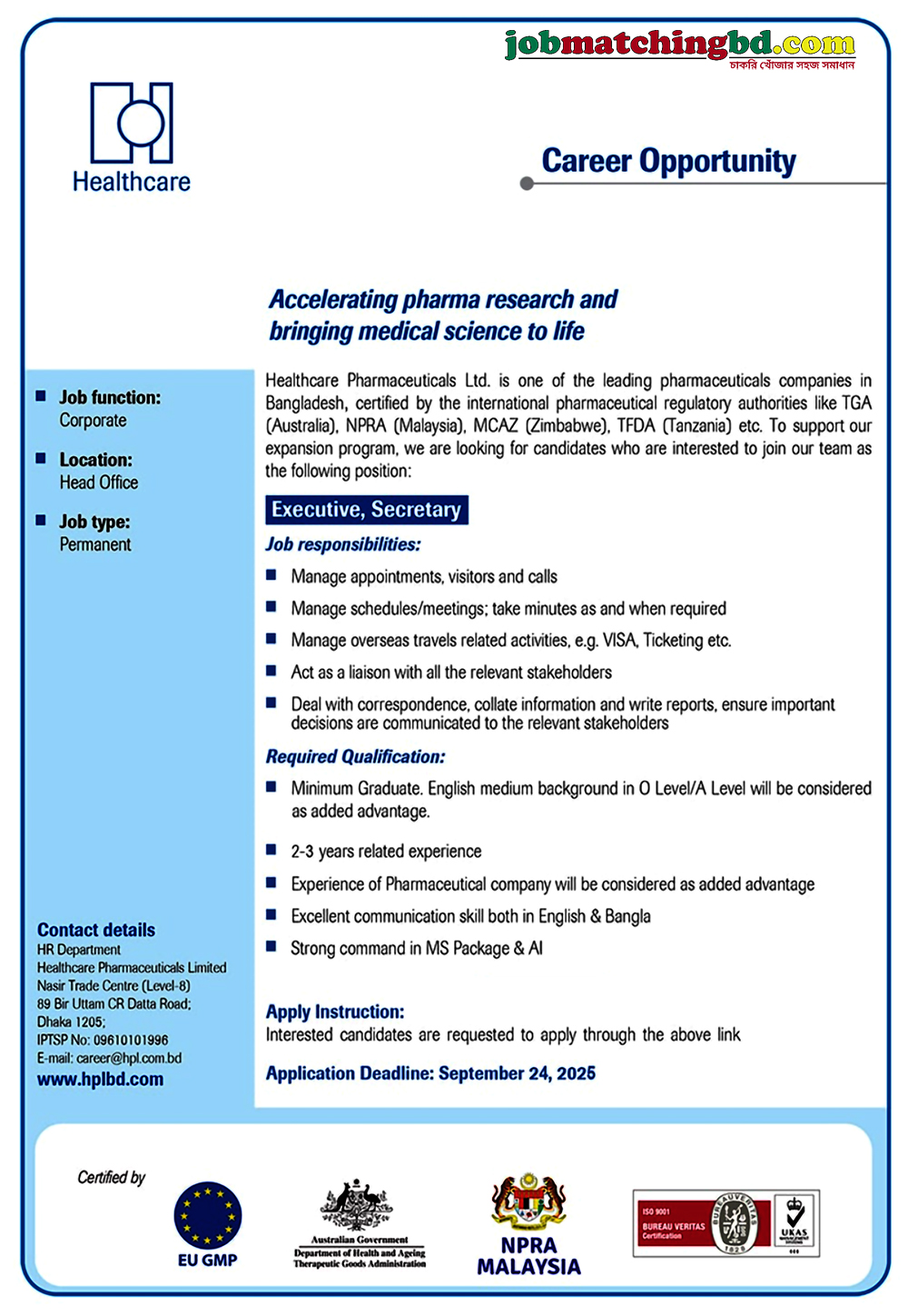 Pharmaceutical Jobs in BD