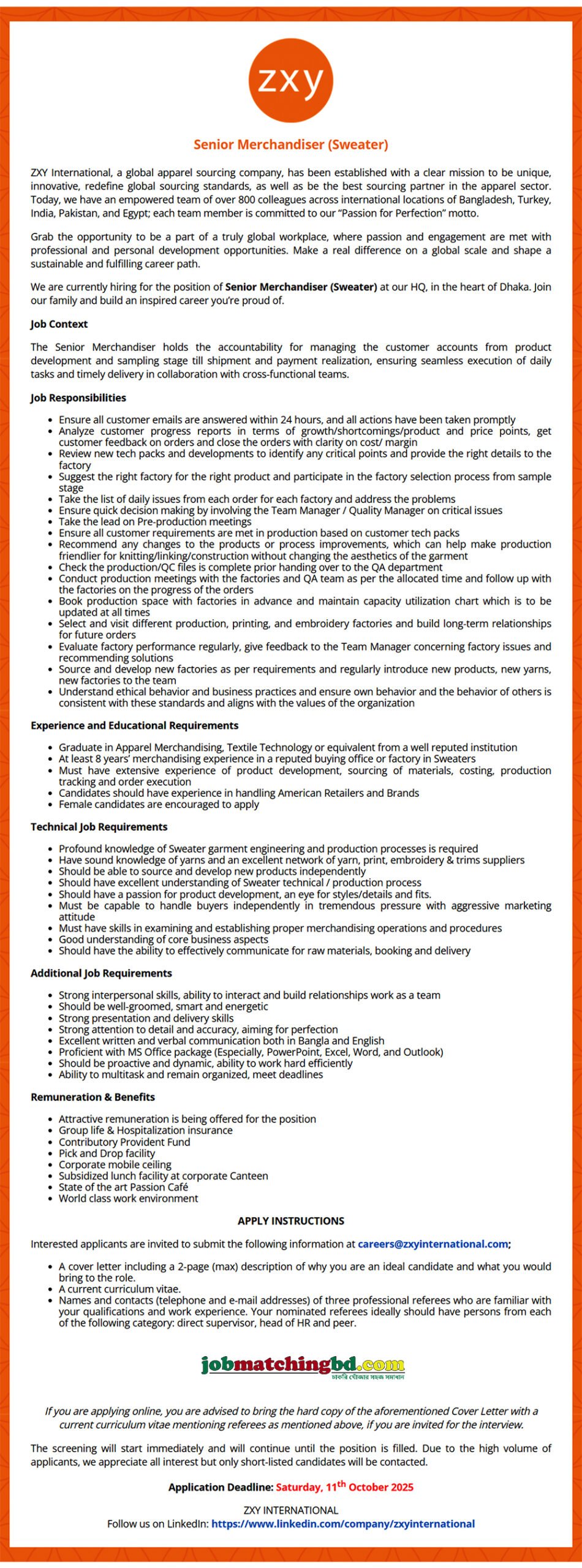 Garments Job in Dhaka