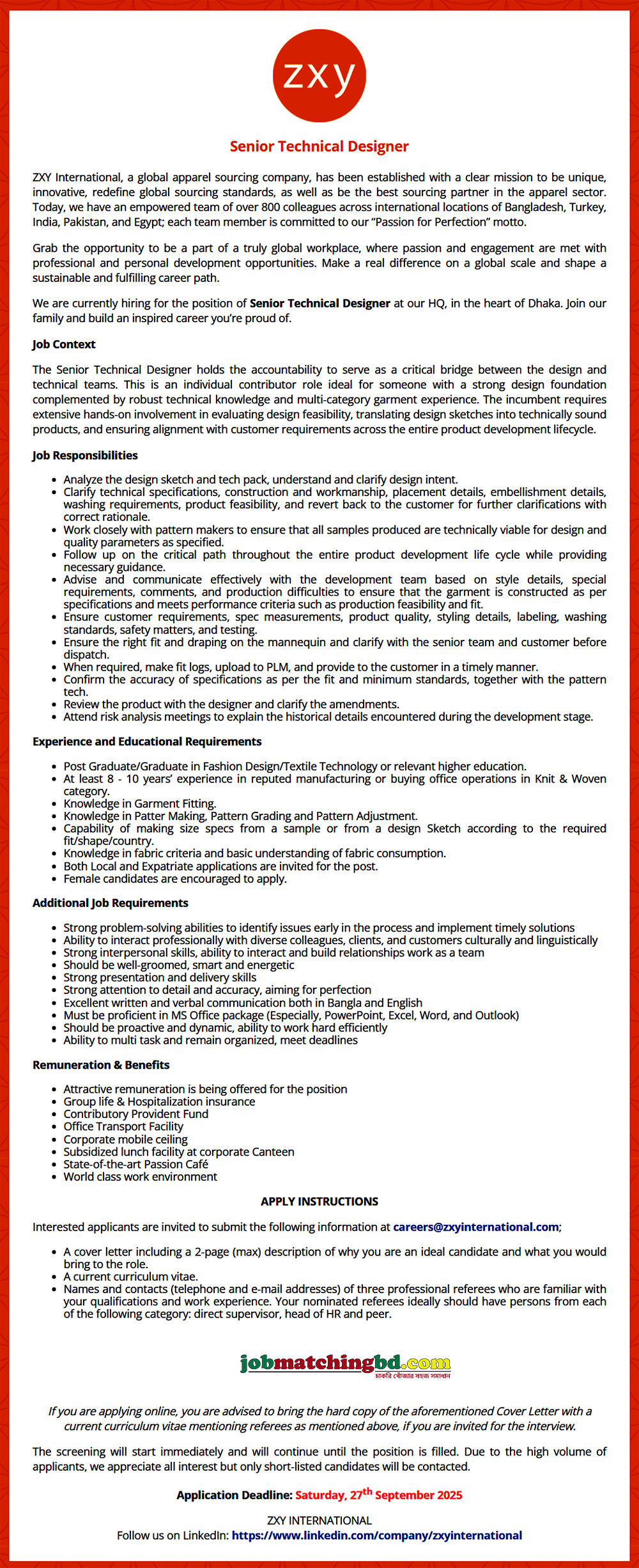 Garments Job in Bangladesh