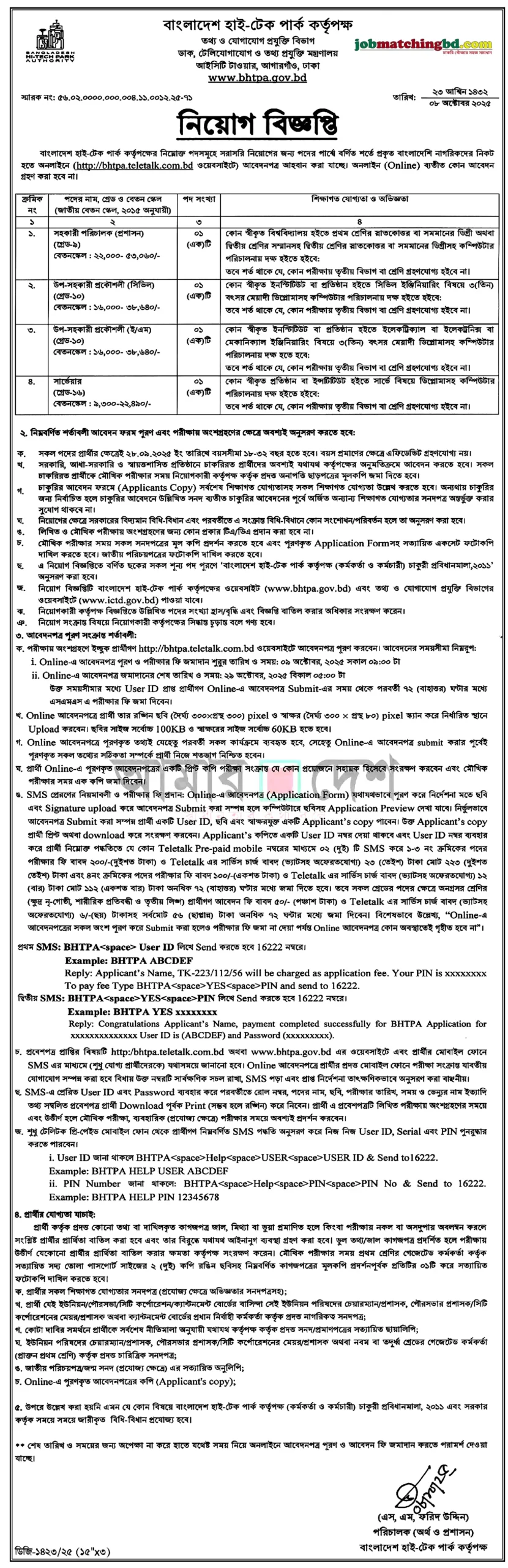 BHTPA Job Circular