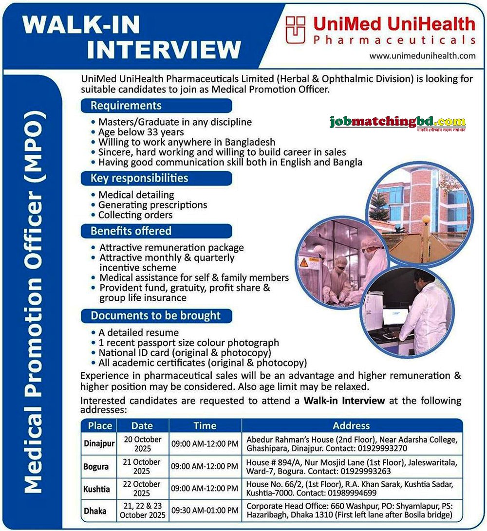 Pharma Job in Bangladesh