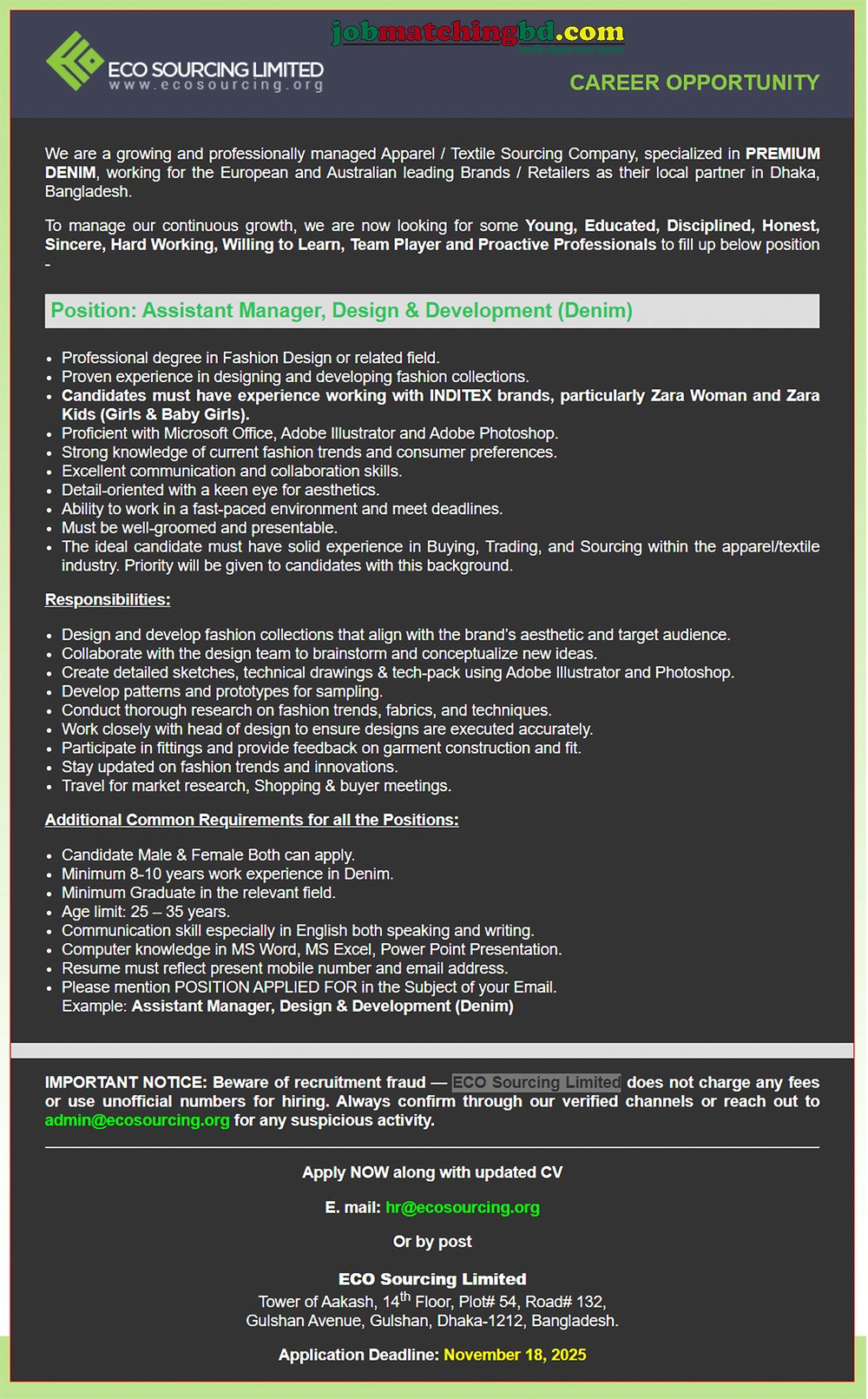 Garments Job in Bangladesh
