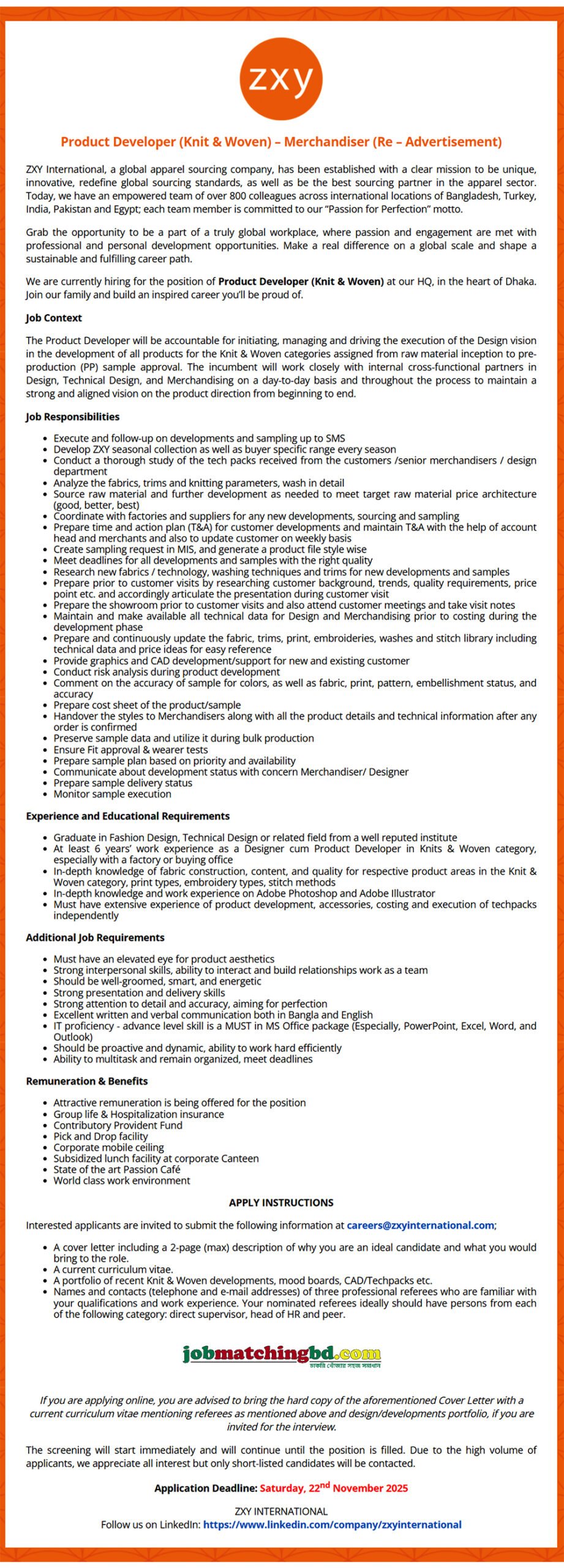 Garments Job Circular