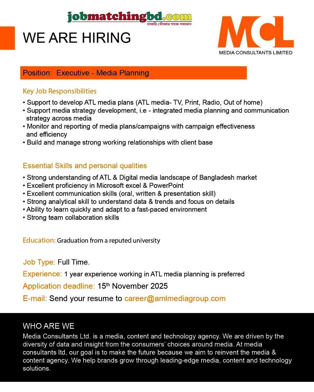 Media Job in Bangladesh