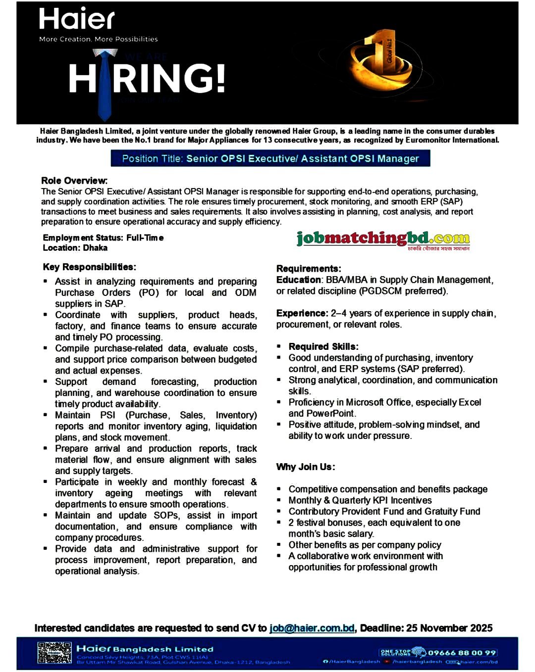 Supply Chain Job in Bangladesh