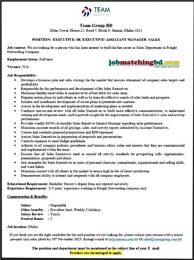 Sales Job in Dhaka