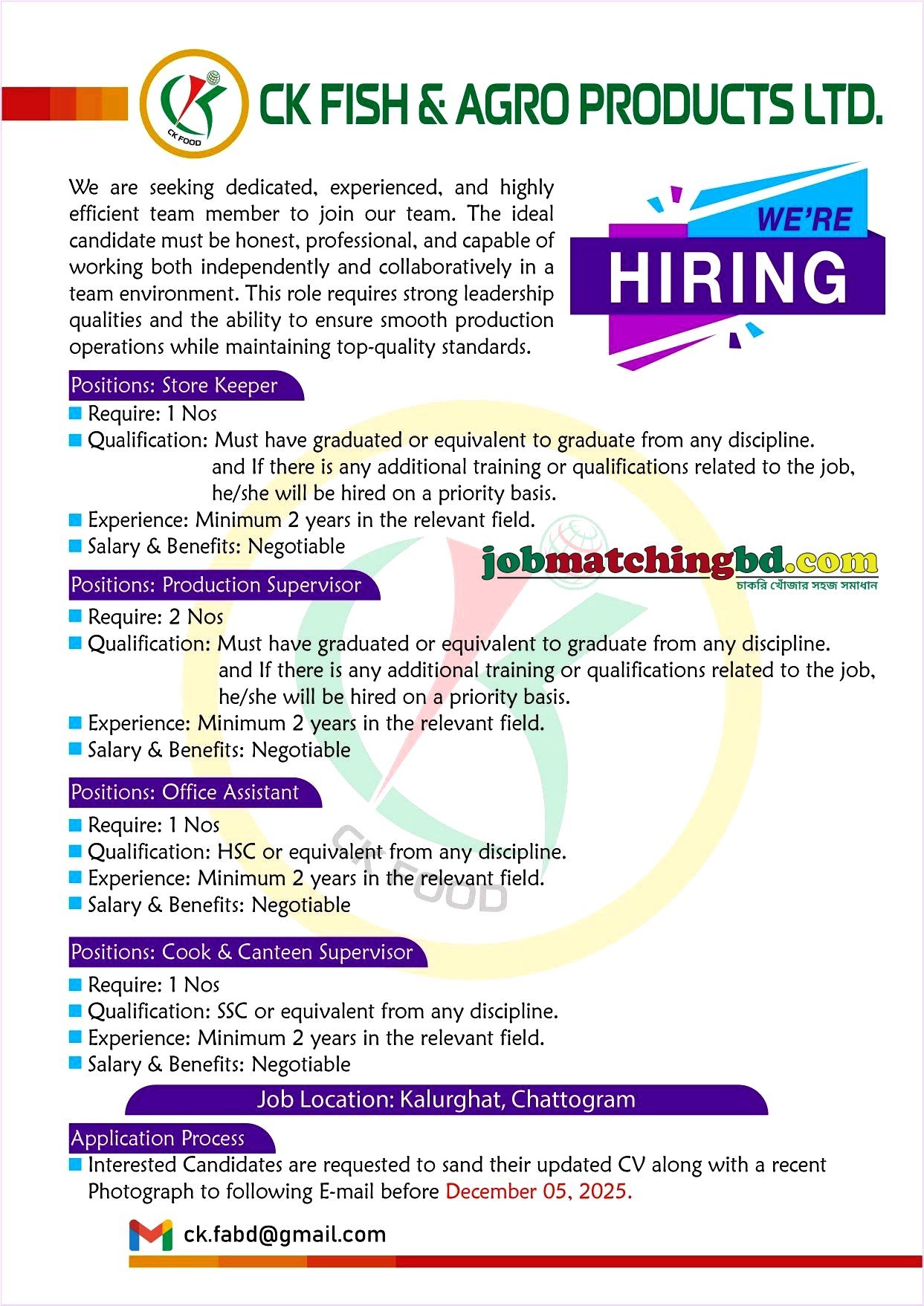 Commercial Job in Bangladesh