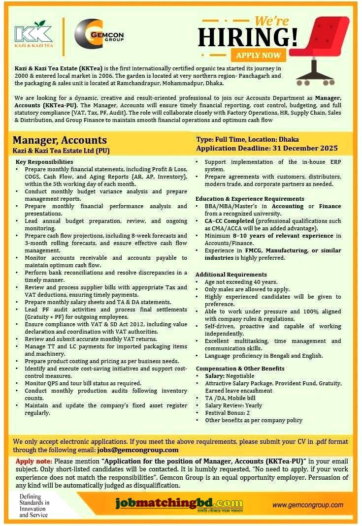 Accounting Job in Bangladesh