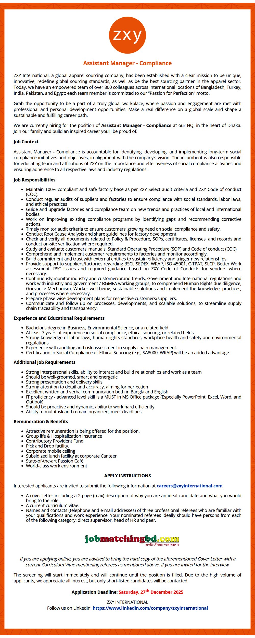Garments Job in Dhaka
