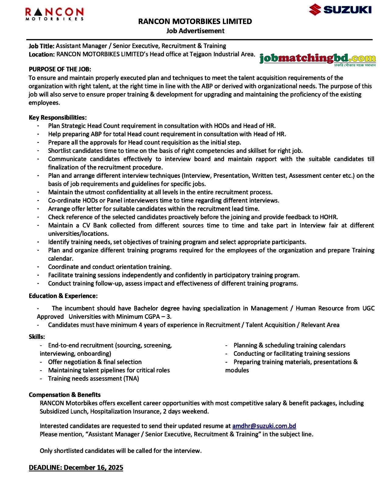 HRM Jobs in Bangladesh