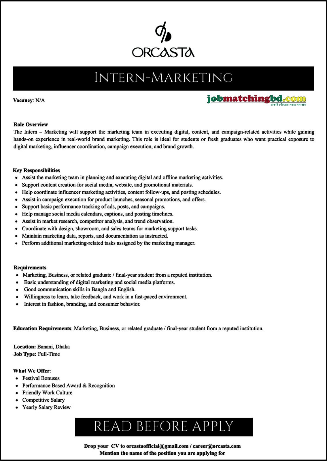 Internship Jobs in Dhaka