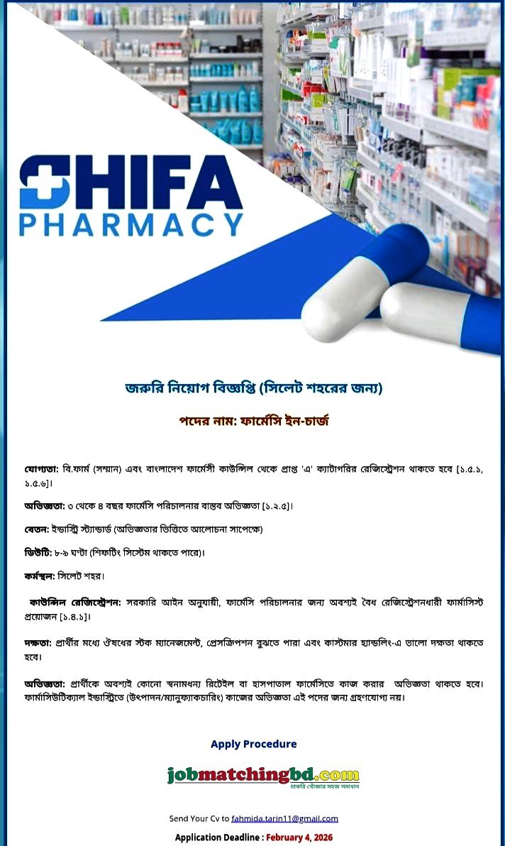 Pharmacy Jobs in Bangladesh