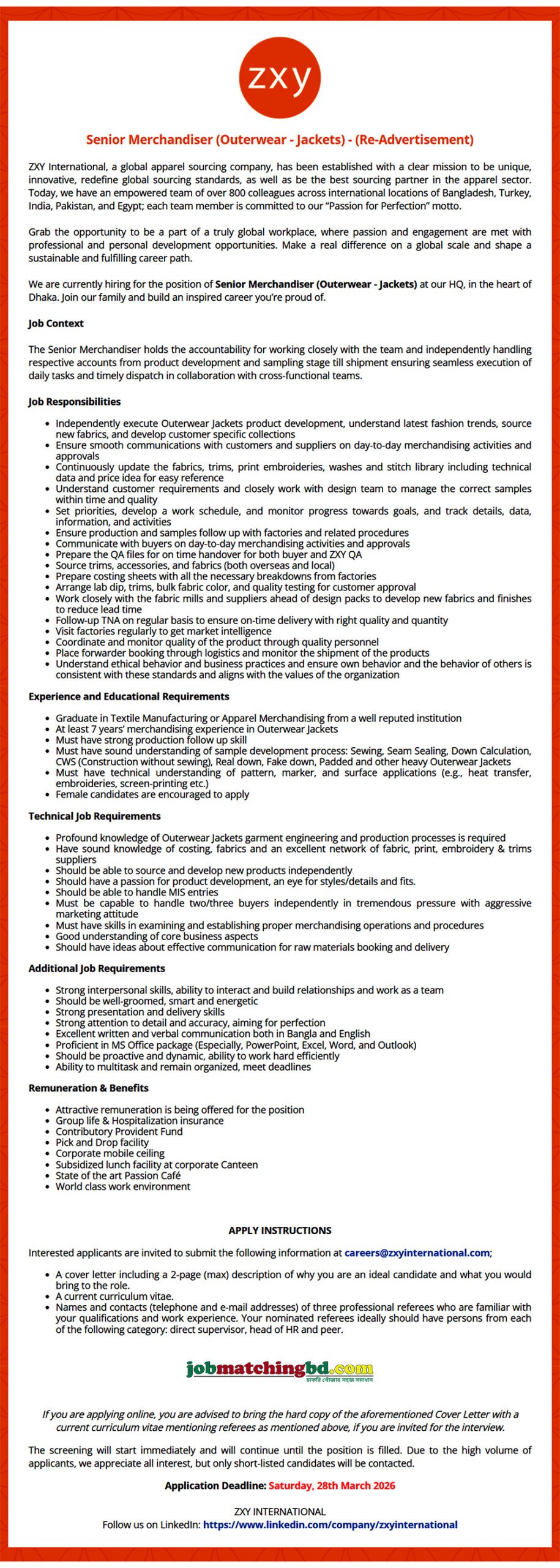 Garments Jobs 2026