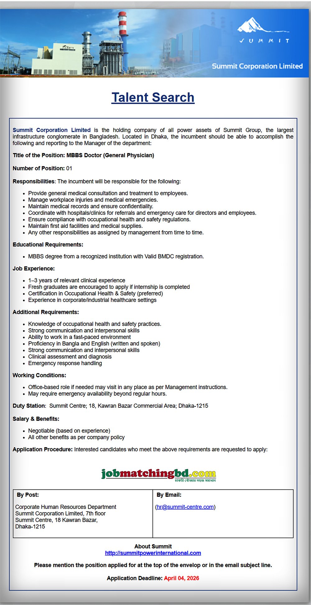 Medical Career in Dhaka