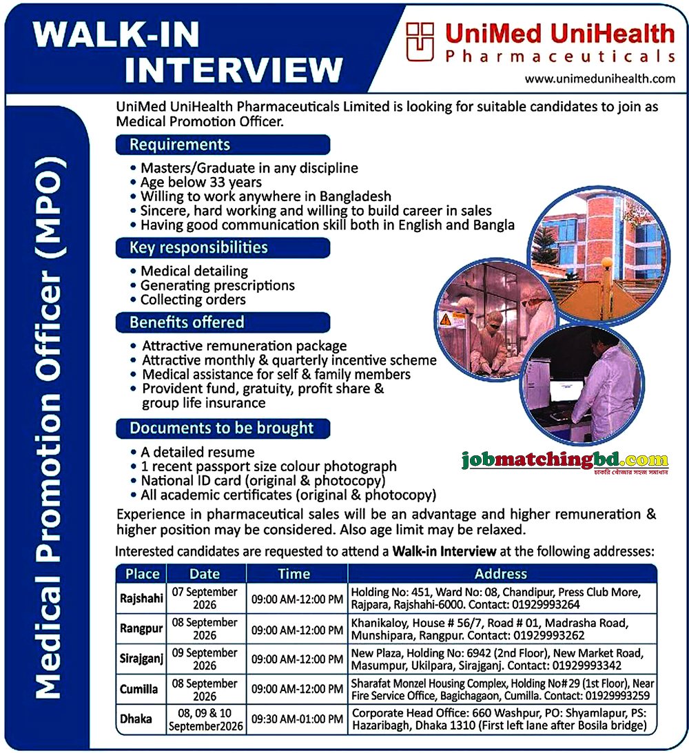 Pharma Jobs in BD 2026